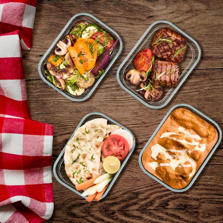 5er-Pack 1040ml Glas-Vakuum-Lebensmittelbehälter mit Datumsanzeige & Pumpe - luftdichte Vakuumbehält