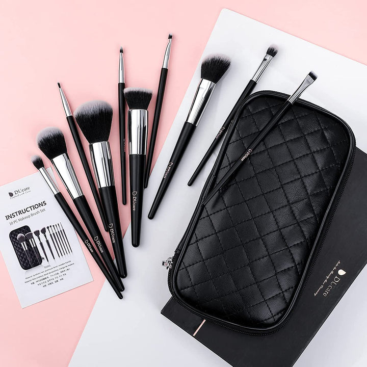 DUcare Make up Pinsel Set 10 Stücke professionelle Schminkpinsel set Mit Kosmetiktasche Premium Synt