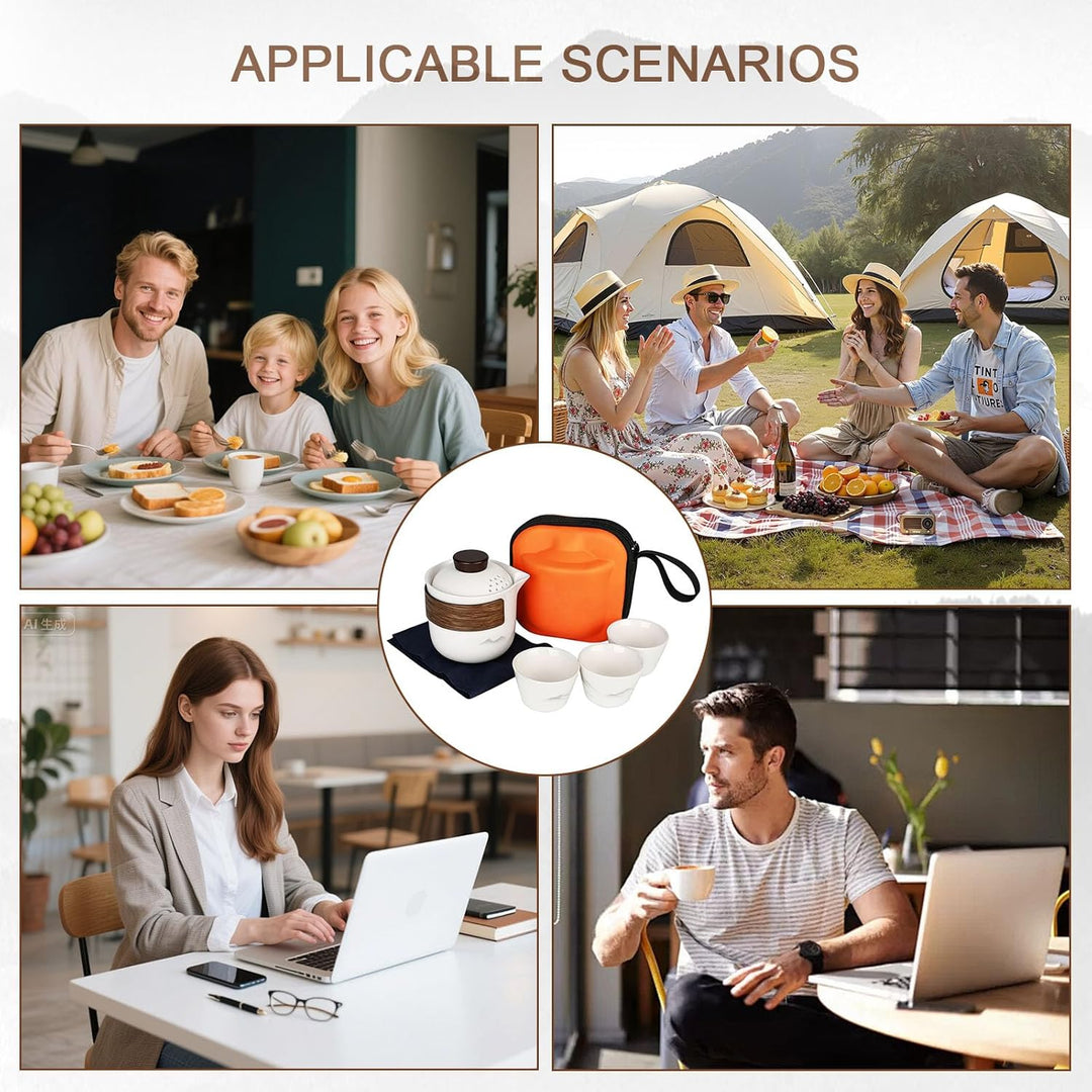 Chinesisches Gongfu-Tee-Set, Tee Set Teekanne Und Tasse, Tragbares Keramik tee kannen sets mit Reise