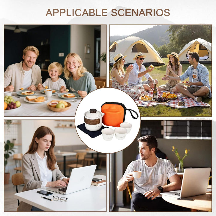 Chinesisches Gongfu-Tee-Set, Tee Set Teekanne Und Tasse, Tragbares Keramik tee kannen sets mit Reise