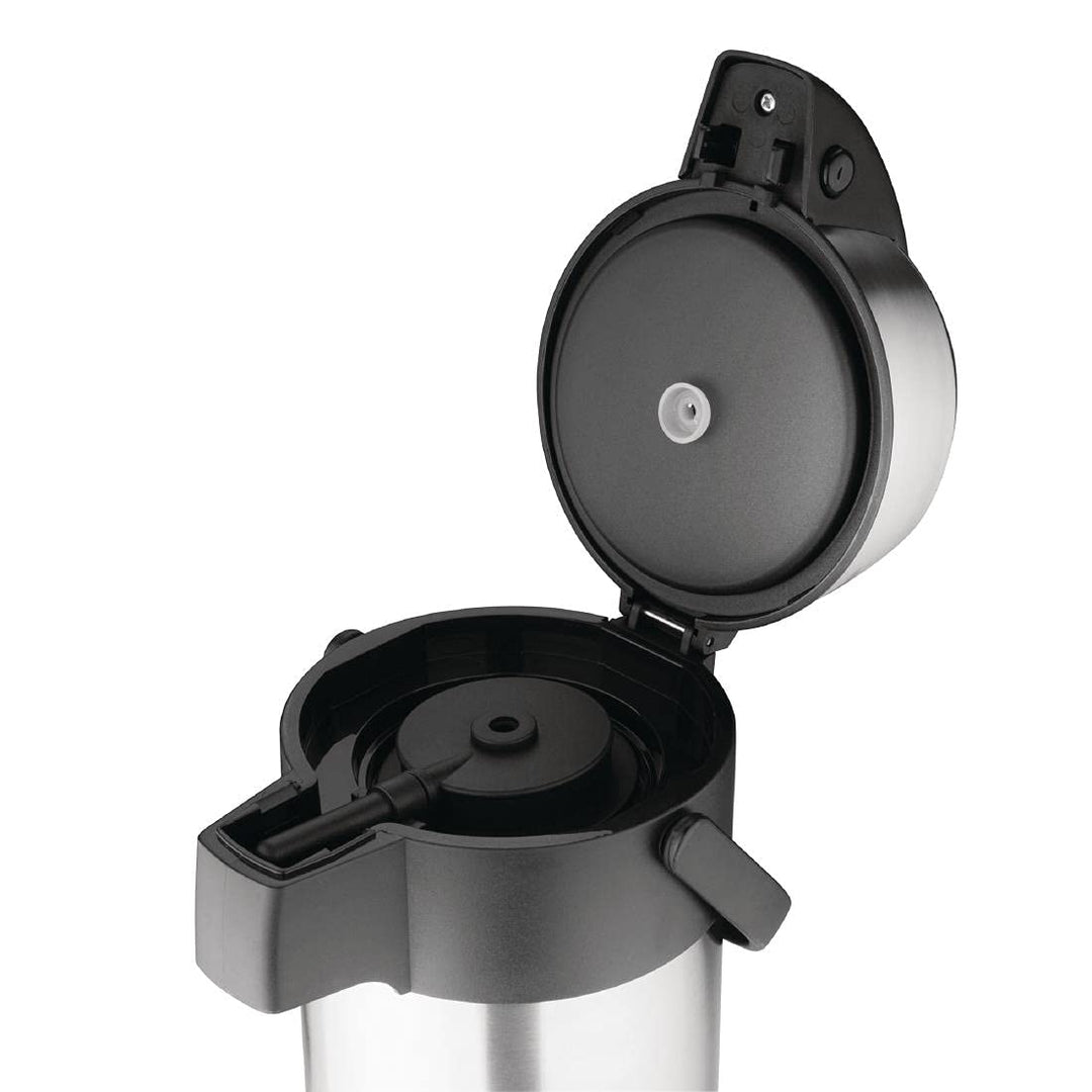 Olympia Pump-Action Airpot Thermoskanne, Edelstahl, mit schwingendem Tragegriff, 3 l
