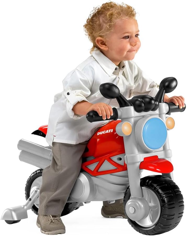 Chicco Ducati Monster Spielzeugmotorrad für Kinder, Rutschfahrzeug mit Hupe und Motorengeräusch, abn