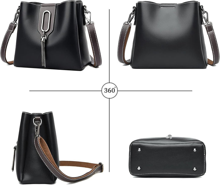 PORRASSO Damen Handtasche Mode Beuteltasche Umhängetasche Henkeltasche Hobo Taschen Leder Wasserdich