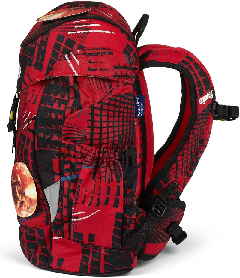 ergobag mini ergonomischer Kinderrucksack, DIN A4, 10 Liter Alarmbärreitschaft - Rot Einheitsgrösse,