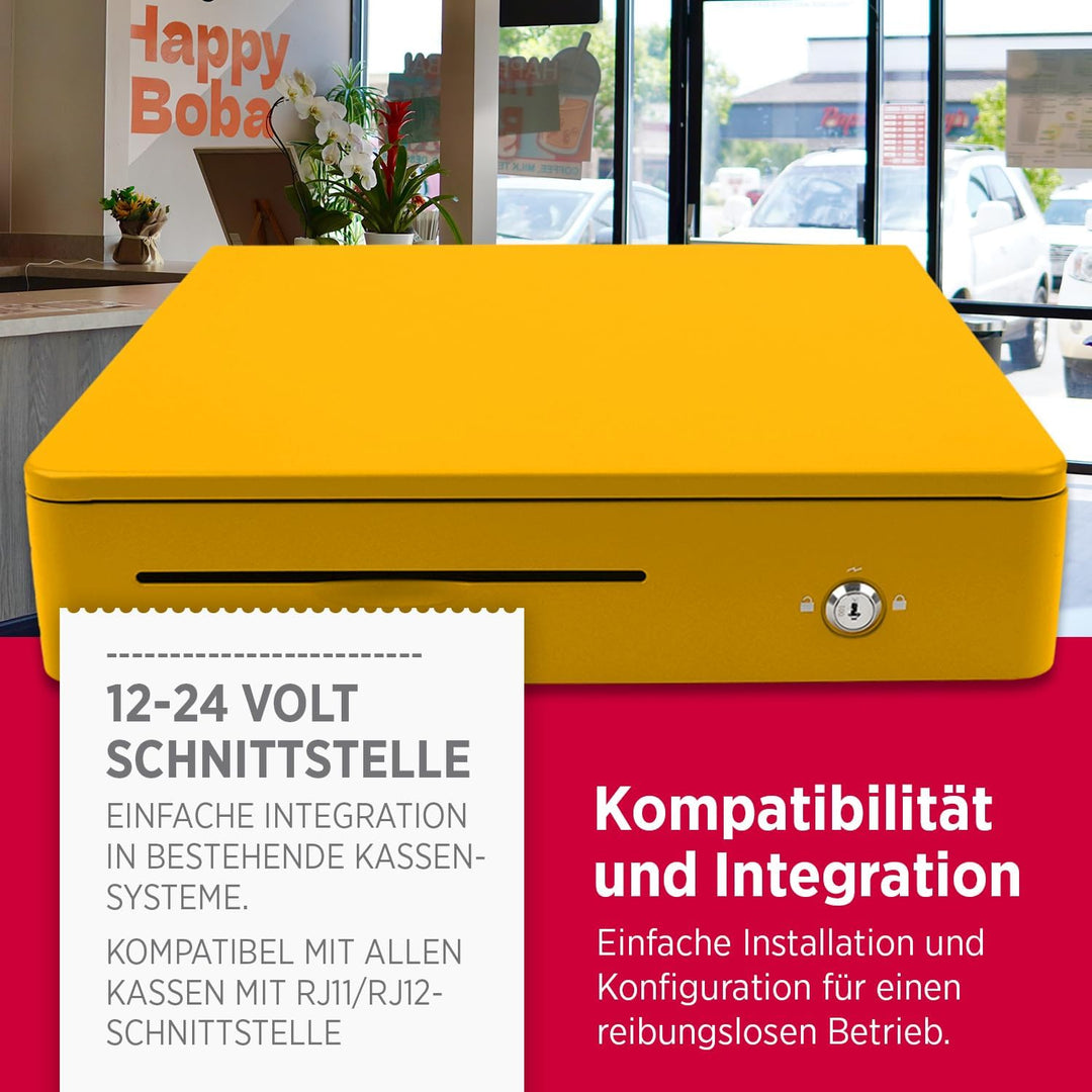 Olympia M 405 Gelb | Kassenlade mit 8 Münz- & 4 Scheinfächern | Robuste Kassenschublade Unterbau aus