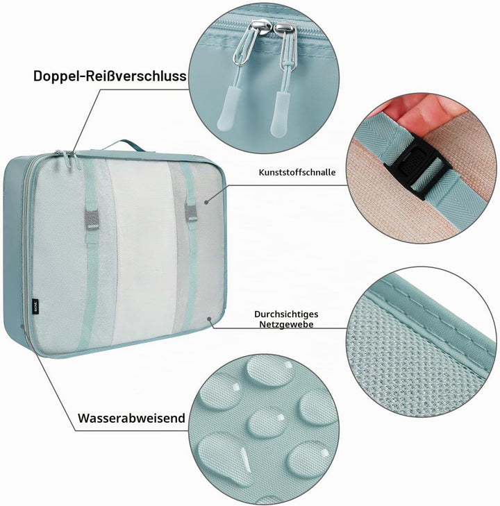 BAGAIL 10er-Set Packwürfel in verschiedenen Grössen Packorganizer für Reisezubehör Handgepäck Koffer