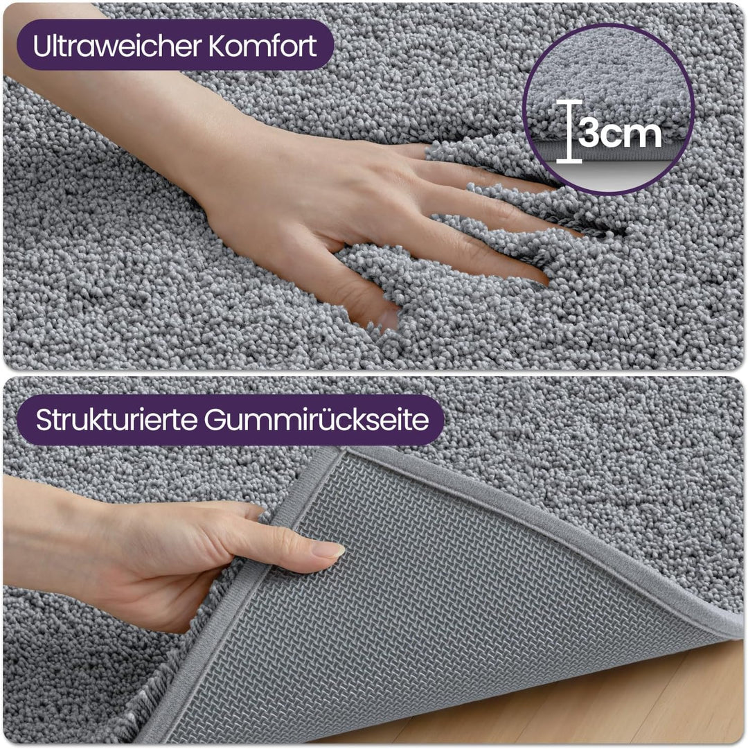 DEXI Badezimmerteppich 50 x 80 cm, Badematte rutschfest Saugfähig, Flauschig und Extra Dick, Badvorl