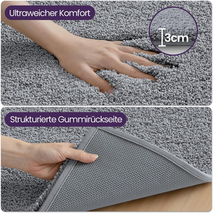 DEXI Badezimmerteppich 50 x 80 cm, Badematte rutschfest Saugfähig, Flauschig und Extra Dick, Badvorl
