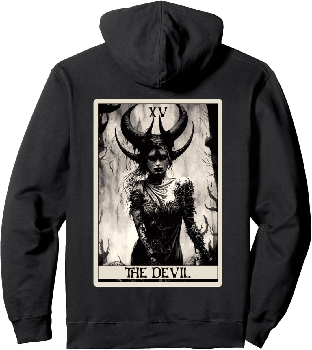 Okult Dark Art Horror The Devil Tarotkarte Pullover Hoodie