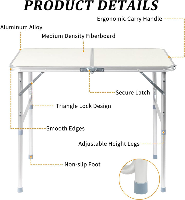 Bonnlo Klapptisch Höhenverstellbar, Gartentisch Wetterfest, Balkontisch Klappbar – Tragbarer Mehrzwe