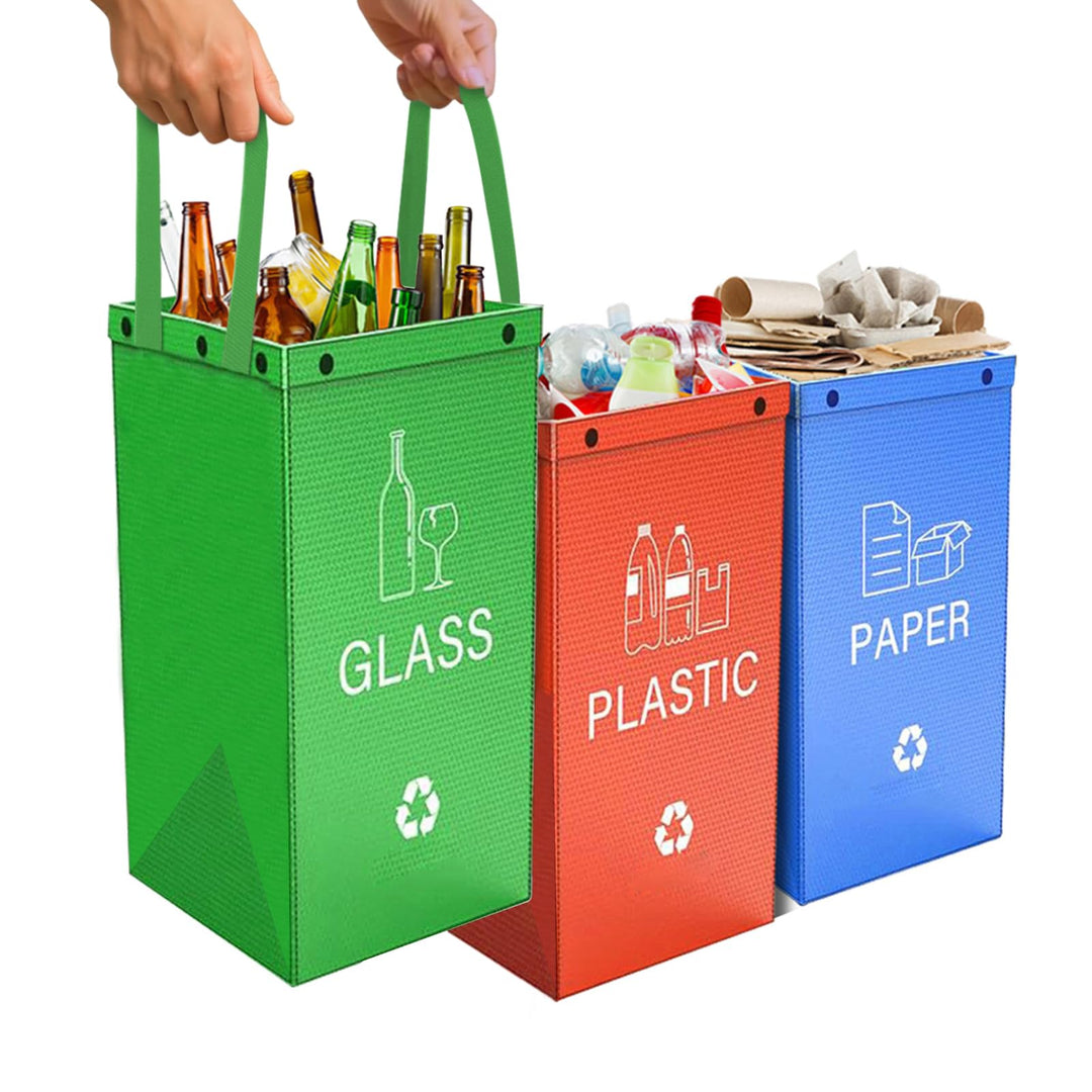 Mülltrennsystem 3fach Aufbewahrung Pfandflaschen Sammelbehälter Mülleimer 3 Fächer für Papier Glas u