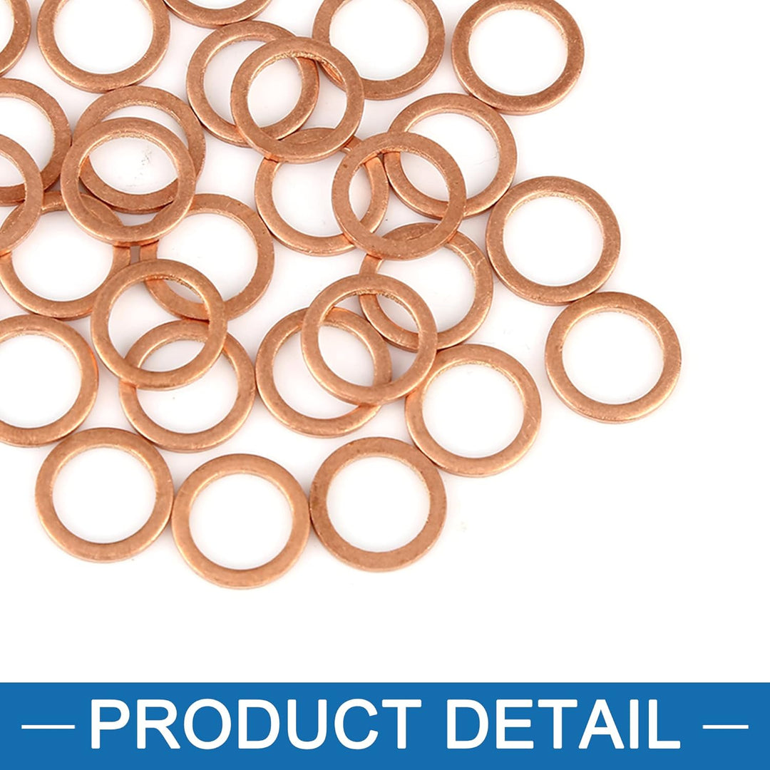 30 Stück Kupfer Scheibe Ersatz 10 x 14 x 1.5mm Flache Dichtung Ring
