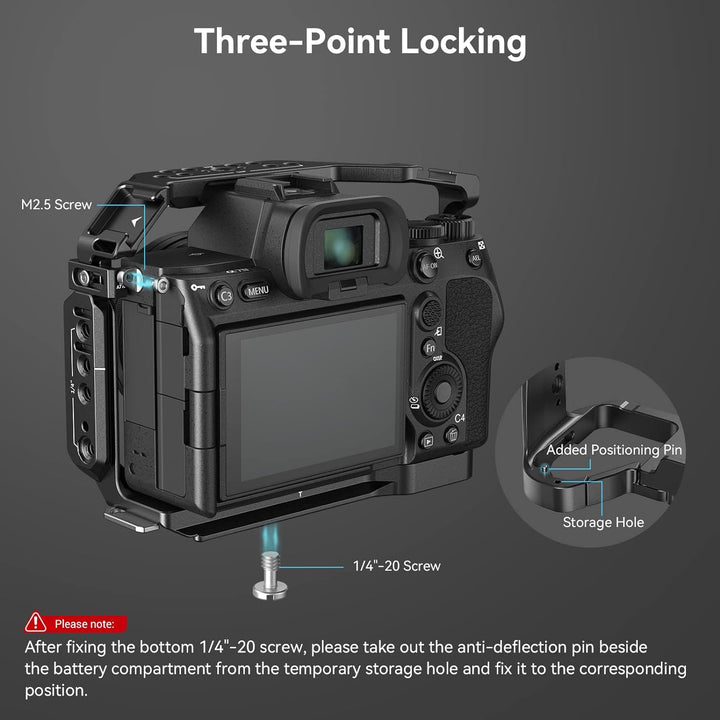 SMALLRIG A7 IV Käfig Cage mit oberem Griff und HDMI-Kabelklemme, Basis Kit für Sony Alpha 7 IV/Alpha