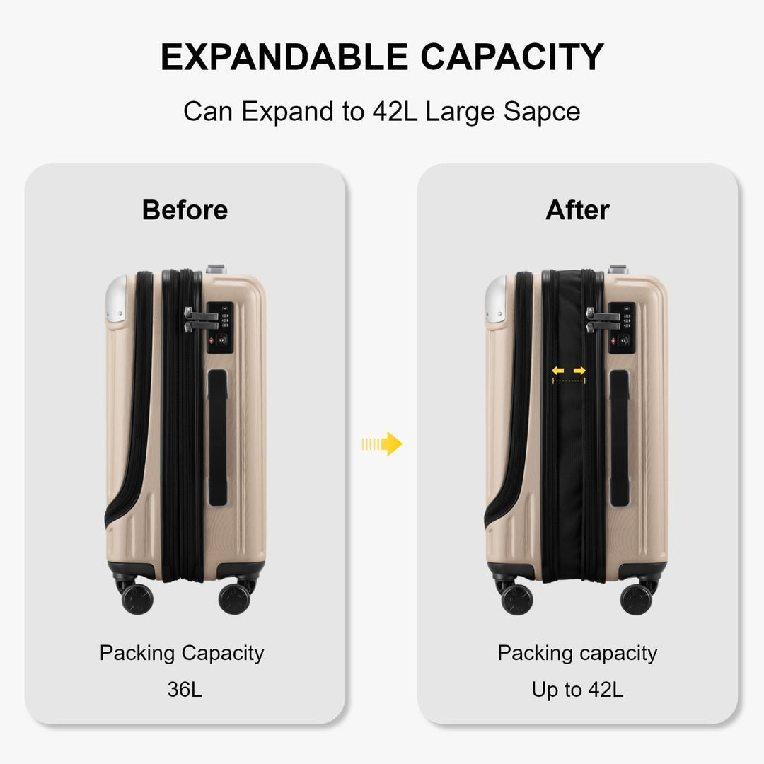 LEVEL8 Koffer Trolleys Leicht ABS+ PC Handgepäck Hartschalen-Koffer Trolley Rollkoffer Reisekoffer E
