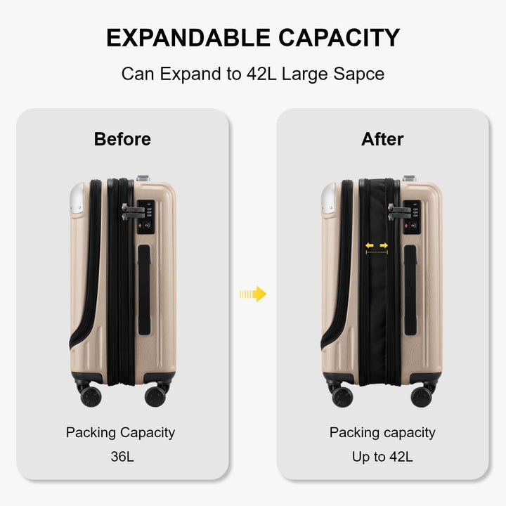 LEVEL8 Koffer Trolleys Leicht ABS+ PC Handgepäck Hartschalen-Koffer Trolley Rollkoffer Reisekoffer E