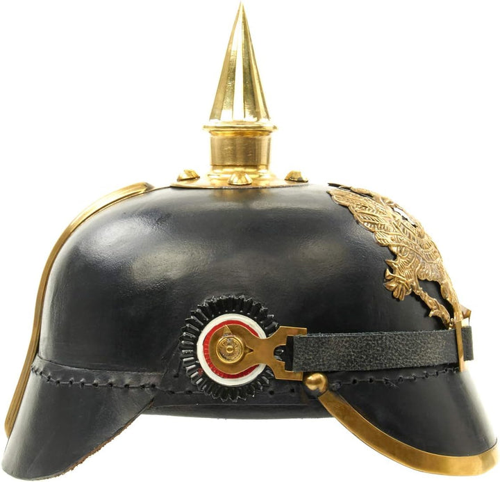 Imperial deutsch Spikes Pickelhaube Officer Fahrradhelm schwarz Leder & Messing
