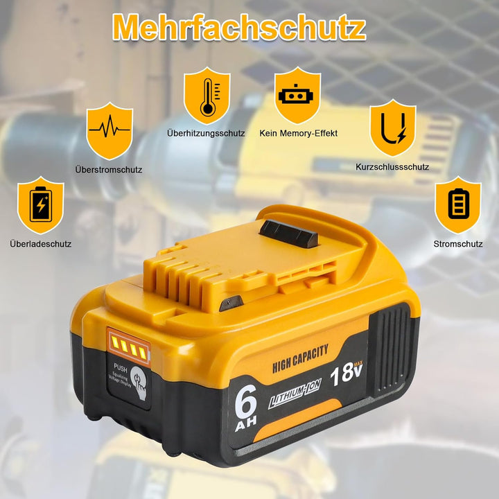 2PACK- QUPERR DCB200 5.0Ah 18V XR Li-ion Ersatzakku für DeWalt Akku 18V DCB180 DCB181 DCB182 DCB184