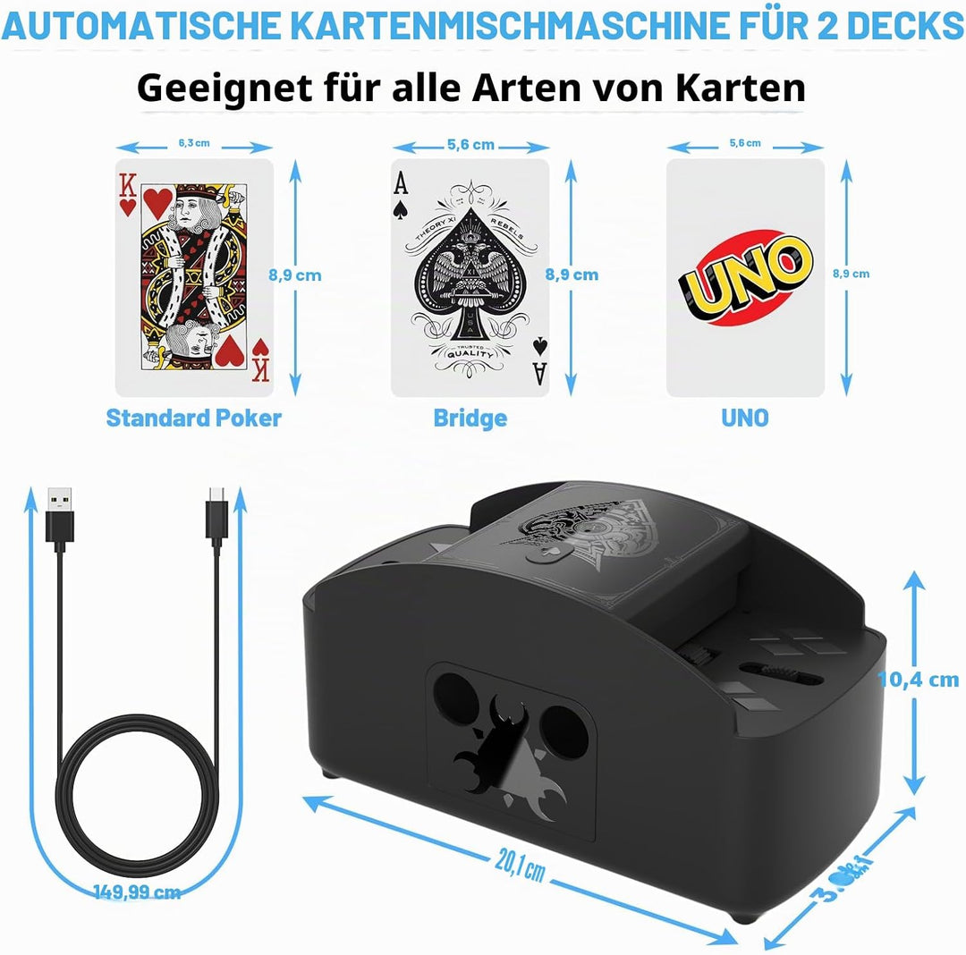 Ni-SHEN Vollautomatischer Kartenmischer, USB/batteriebetriebener elektrischer Mischpult, geräuscharm
