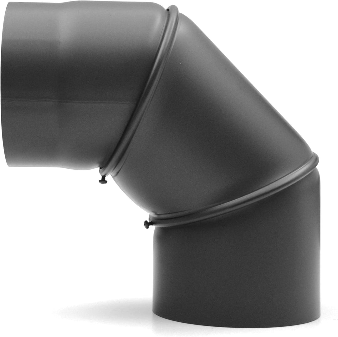 raik Rauchrohrbogen/Ofenrohrbogen 0-90° drehbar 3-teilig 130 mm Durchmesser Stahlblech 2 mm Gussgrau
