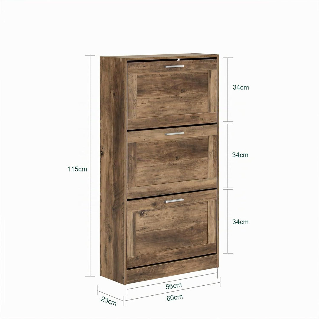SoBuy Schuhschrank schmal Schuhkipper mit 3 Klappen – Platzsparendes Schuhregal geschlossen mit höhe