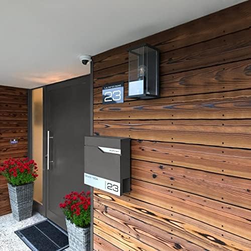 Metzler moderner Briefkasten DB703 Eisenglimmer personalisiert mit Edelstahl-Namensschild, modern, a