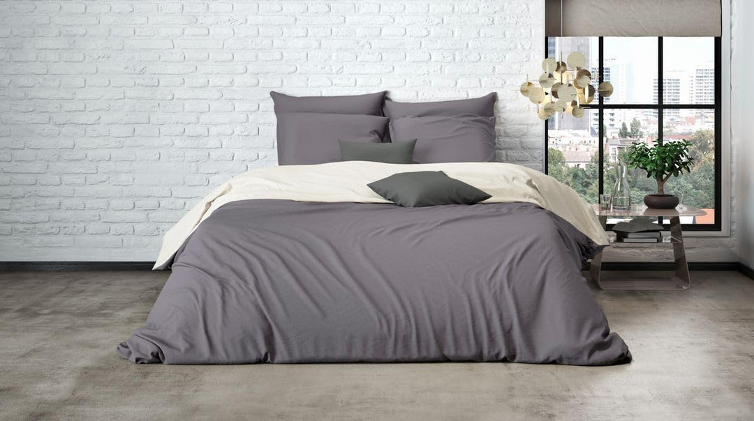 MISTRAL HOME Uni Einfarbig Wende Bettwäsche Edel Perkal 100% Ägyptische Baumwolle, Farbe:Pristine-Da