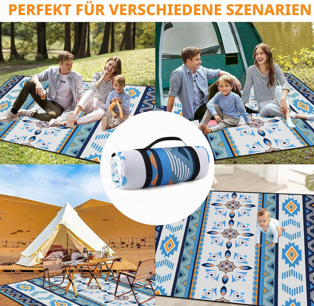 EXTSUD Outdoor Picknickdecke, 200x200cm Camping Picknick Matte Feuchtigkeit Pad Meeres-Herz Tragbare