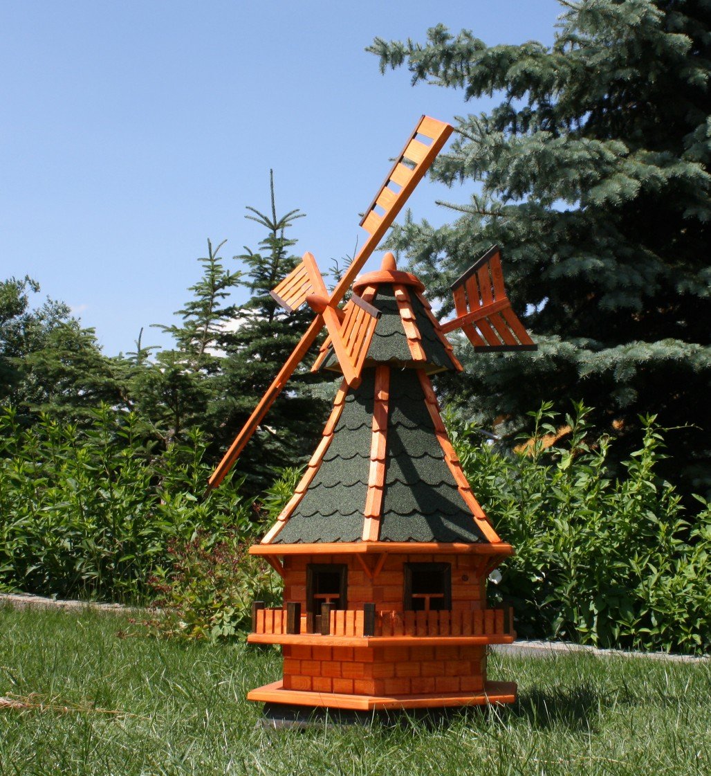 Grosse Windmühle mit Solar 1,30 m grün Typ 6