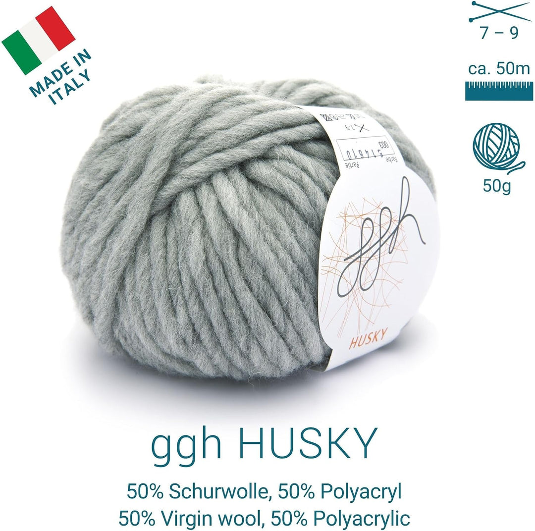 ggh Husky Box - 6 Knäuel - dicke Wolle aus Schurwolle - gegeignet zum Stricken oder Häkeln - Farbe 0