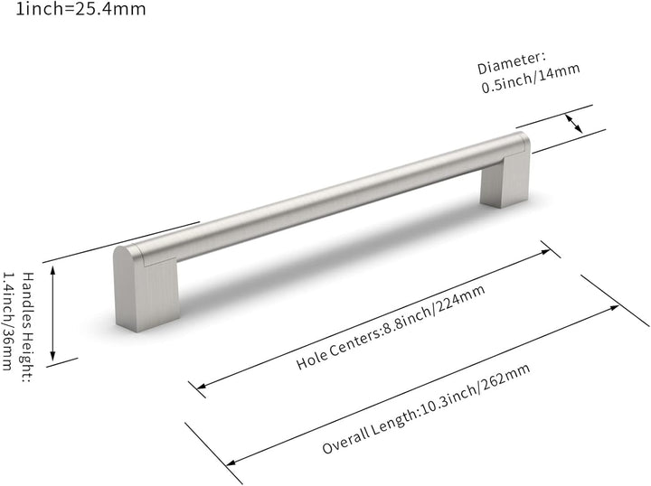 FURNIWARE 10 Stück Möbelgriffe, 224mm Bohrlochabstand Edelstahl Möbelgriffe Schrankgriffe Küche Kabi