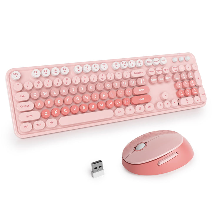 SOLIDEE Kabellose Tastatur und Maus-Kombination, Schreibmaschinen-Tastatur Mit Ziffernblock, 2.4GHz