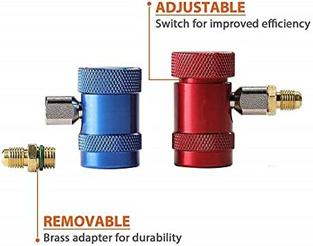 TOTMOX 2 Stücke Auto Auto AC High/Low Side R1234yf Schnellwechsler Adapter Umbausatz Blau/Rot Hochdr