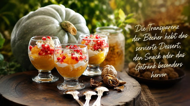 Dessertgläser 6er Set – 215 ml Eisschalen-Kelchgläser – Ideal für Eis, Desserts, Cocktails & kalte G