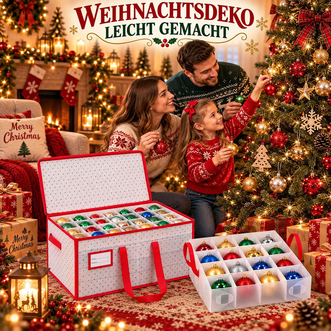 Wasserdichte Weihnachtskugelbox mit 128 Fächern, 61×31×31 cm
