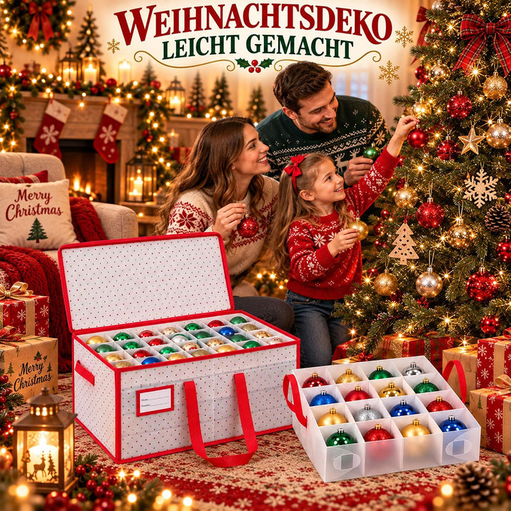 Wasserdichte Weihnachtskugelbox mit 128 Fächern, 61×31×31 cm