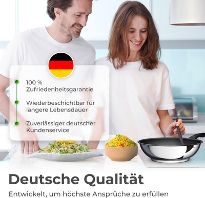 KLAMER Profi Edelstahl-Wok 28 cm Induktion Premium Beschichtung, Wok 28 cm