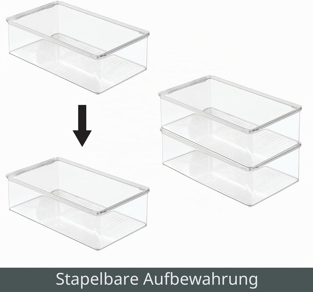 mDesign 2er-Set stapelbarer Schuhkasten mit Deckel – praktischer Schuhkarton aus Kunststoff – ideal