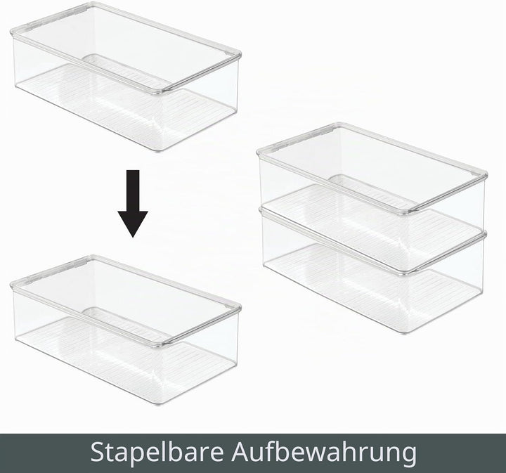 mDesign 2er-Set stapelbarer Schuhkasten mit Deckel – praktischer Schuhkarton aus Kunststoff – ideal