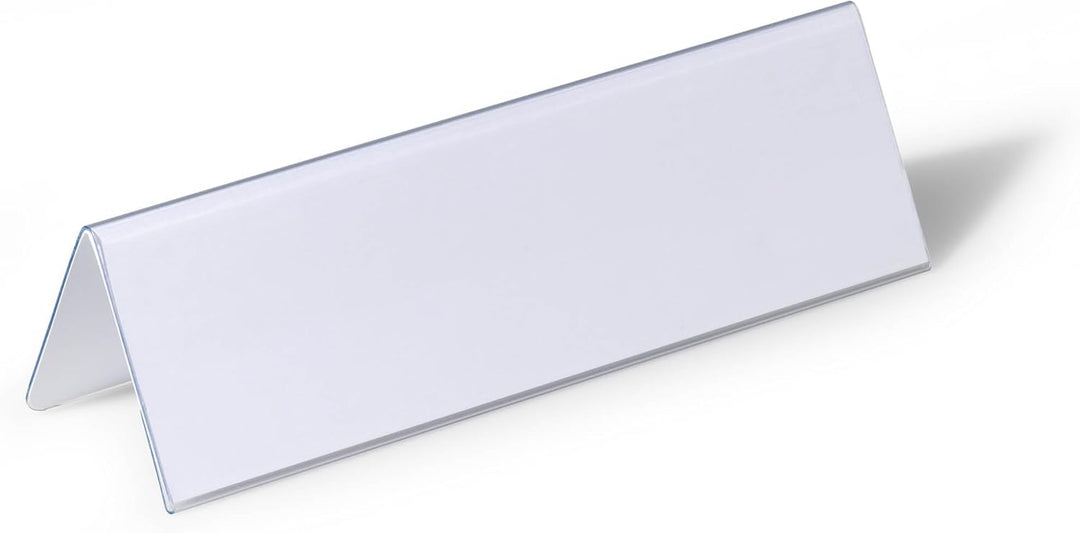 Durable Tischnamensschild 61/122 x 210 mm, transparent mit weisser Papiereinlage, 25 Stück, 805219,