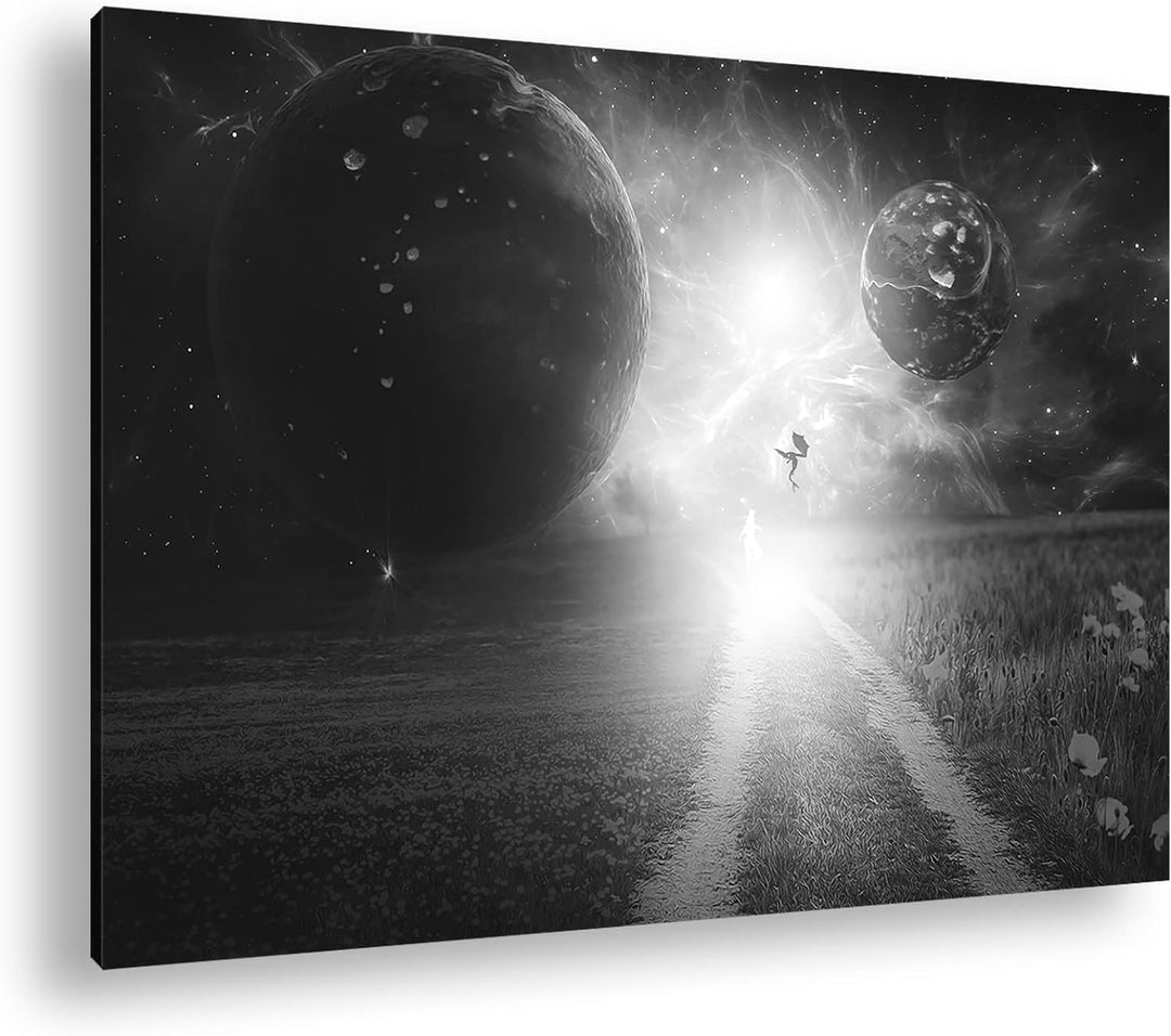 deyoli Fantasie Landschaft feuriger Drache Format: 80x60 Effekt: Schwarz&Weiss als Leinwandbild, Mot