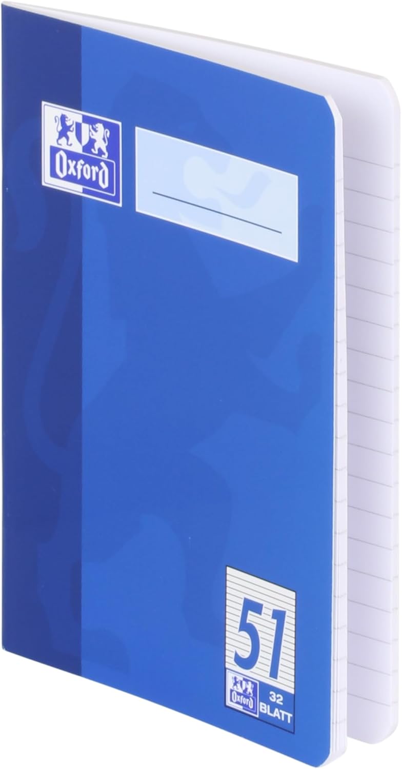 Oxford Oktavheft, A6, Lineatur 51 (liniert), 32 Blatt, gelb & blau, 10 Stück