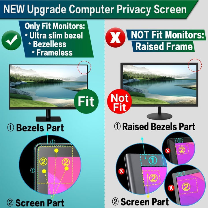 STARY Blickschutzfolie für 27 Zoll 16:9 Ultra-Slim Bezel Monitor Selbstklebend Abnehmbar ohne Rückst