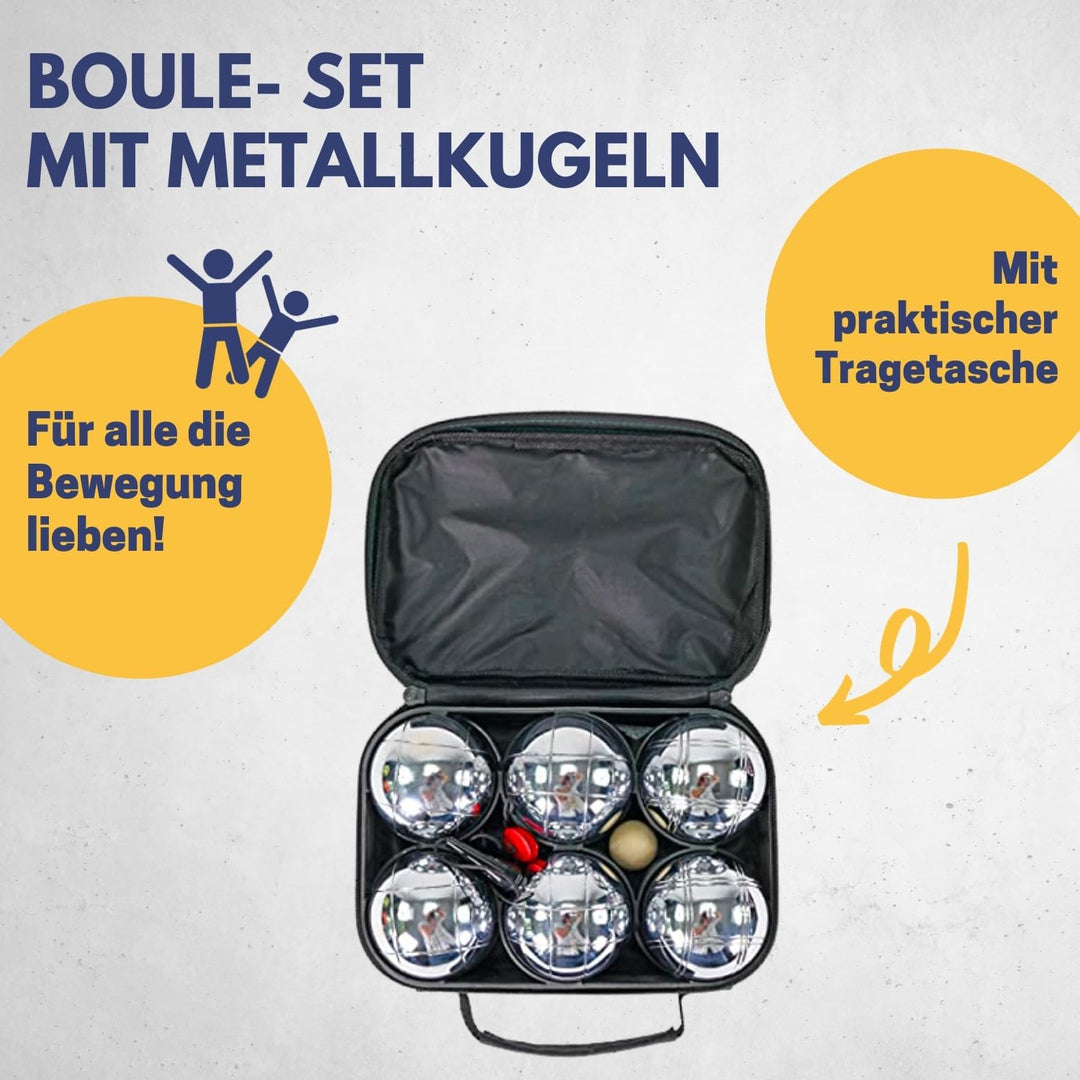 BEST SPORTING Boules-Set Metall I 6 Boule Kugeln & 2 Zielkugeln I Boccia Spiel Outdoor I Boule-Set K