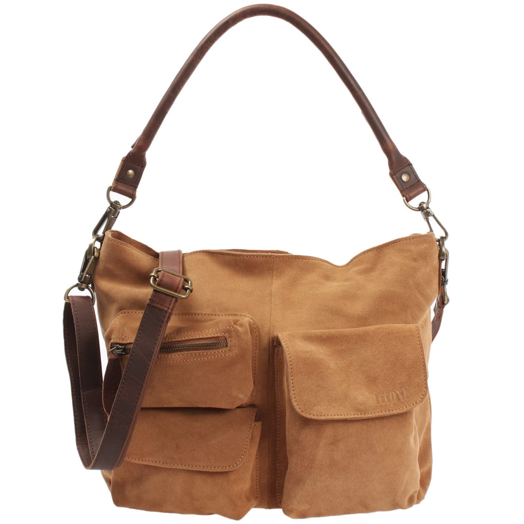 LECONI Schultertasche Ledertasche für Damen echtes Leder Natur grosser Shopper Lederhandtasche für D