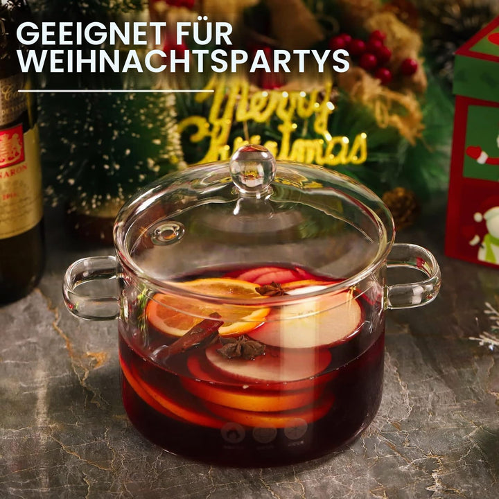 Glaspfanne, 2.3-Liter-Glaspfanne mit Deckel, hitzebeständige Klarglas-Kochpfanne und Pfanne mit Deck