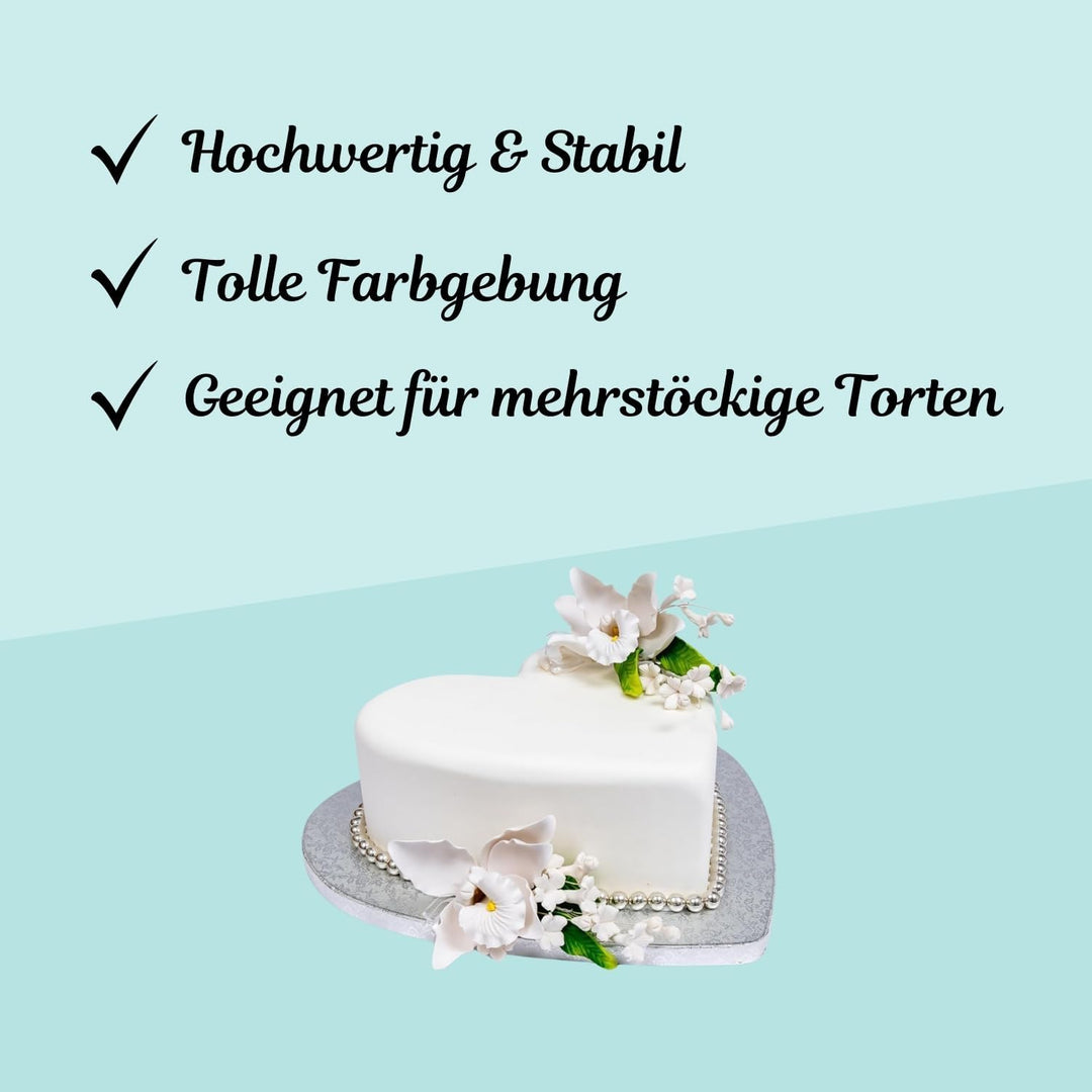 COXIMUS Tortenplatte Herz 45 cm | 5 Stück | Cake Board herzförmig | auch für dicke und mehrstöckige