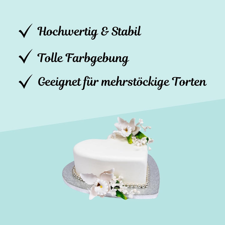 COXIMUS Tortenplatte Herz 45 cm | 5 Stück | Cake Board herzförmig | auch für dicke und mehrstöckige