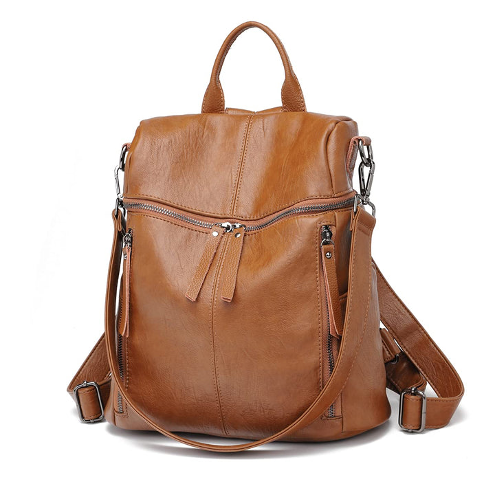 Damen Rucksack PU Leder, Lässig Lederrucksack 2 in 1 Rucksack Schultertasche Diebstahlschutz, Elegan