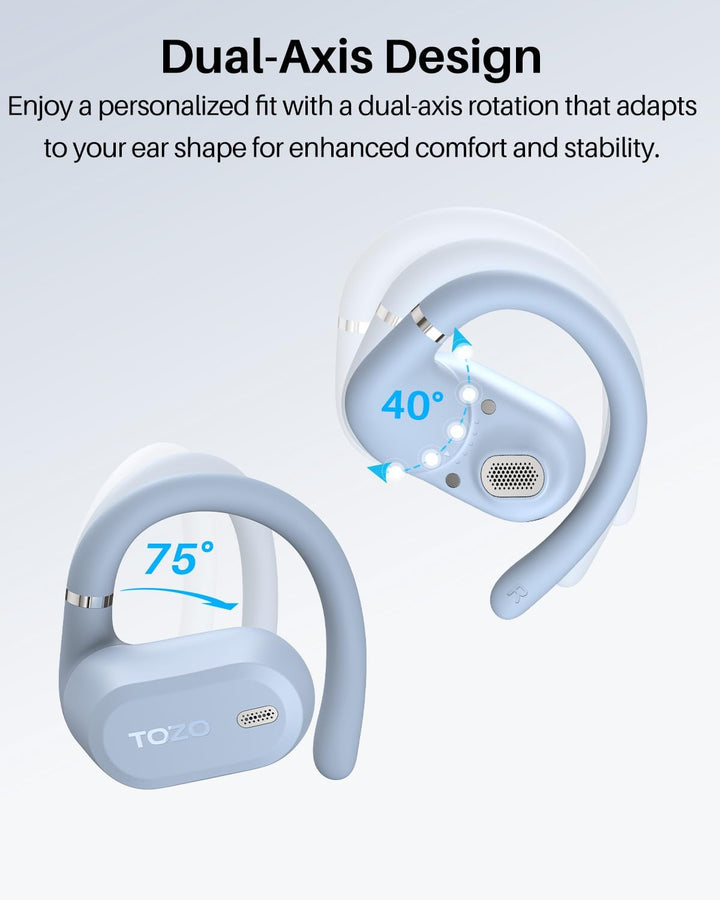TOZO OpenWear Kabellose Bluetooth-Kopfhörer, ENC-Anrufe, 14,2mm Treiber, 38 Std Wiedergabe,LED-Anzei