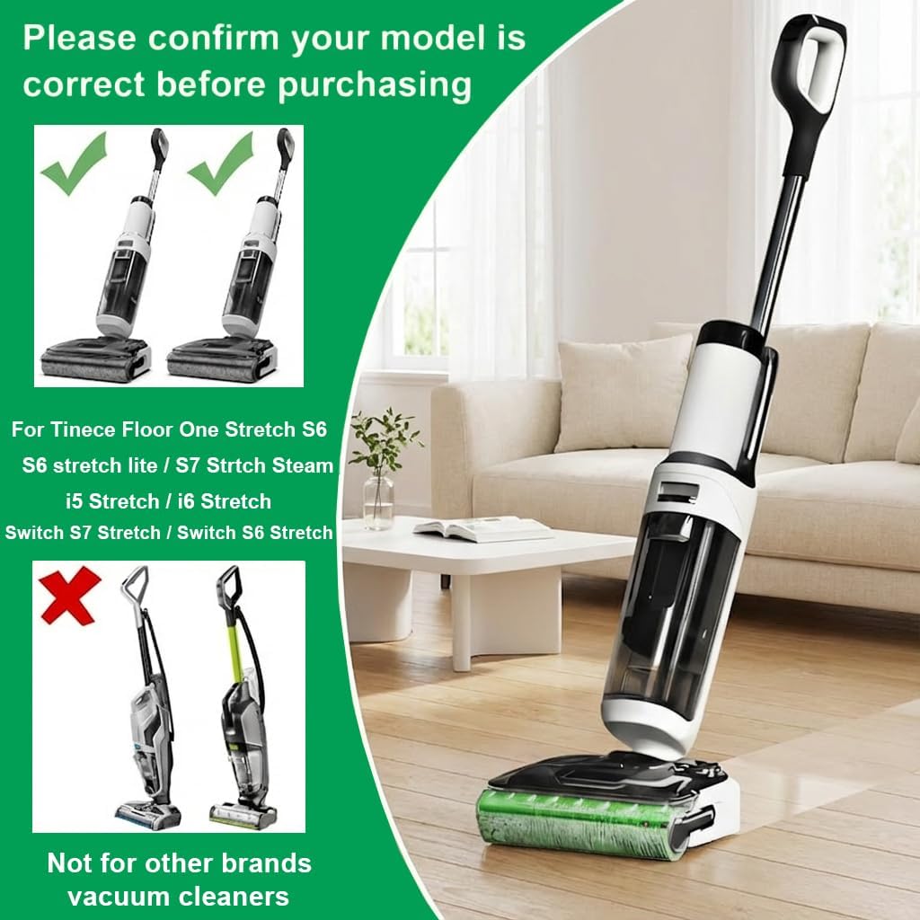 2 Stück Ersatz Bürstenwalze + 1 Reinigungsbürste für Tineco Floor One Stretch S6 / Switch S6 S7 Stre